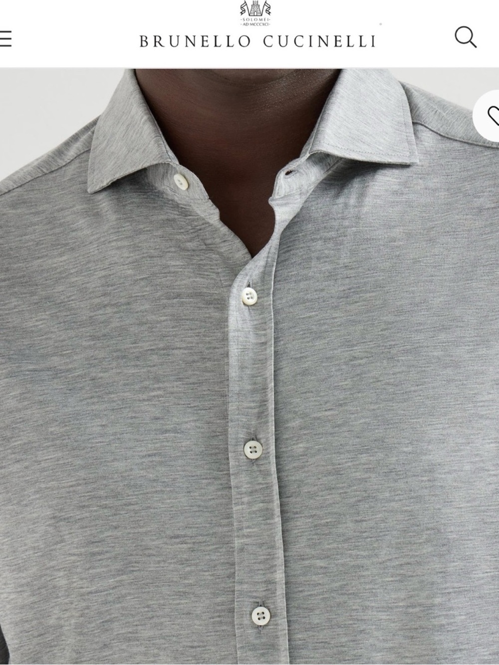 Brunello Cucinelli Men's Spread Collar Gray Button-Down Shirt